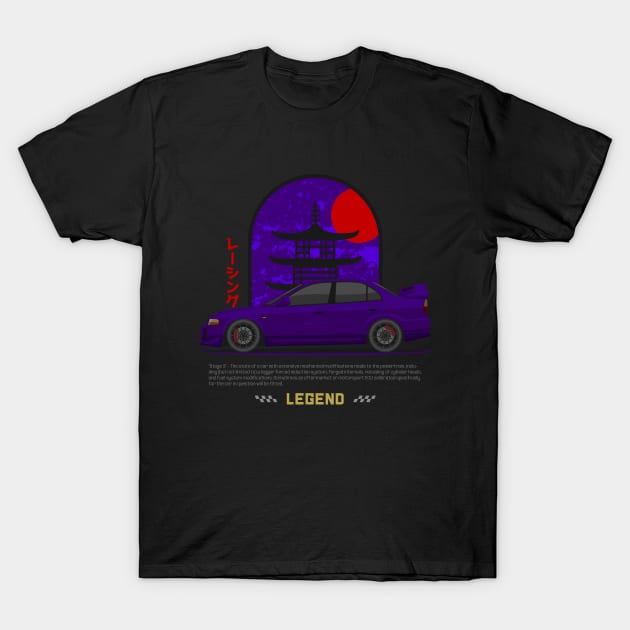 Tuner Purple EVO V JDM T-Shirt by GoldenTuners